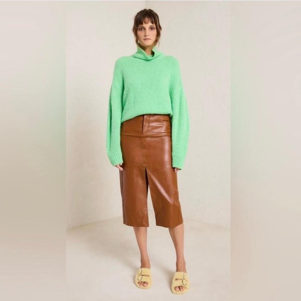 A.L.C. Brown Vegan Leather Midi Skirt - Picture 11 of 16